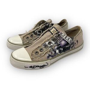 Vintage Y2K Don Ed Hardy Low Top Laceless Slip On Shoes Sneakers Women's Size 7